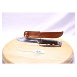 KA-BAR #1207 FIXED BLADE STACKED LEATHER HANDLE