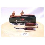 CASE TWIN FINN STACKED LEATHER HANDLE W/ SHEATH