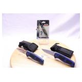 (2) TACTICAL KNIFE BLACK PLASTIC HANDLES 4.25 W/
