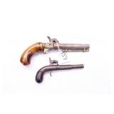 TWO PERCUSSION CAP PISTOLS (CALIBERS UNKNOWN)