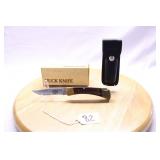 BUCK #110 WOOD HANDLE 4" W/ SHEATH