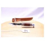 QUEEN #84 STACKED LEATHER 8" W/ SHEATH