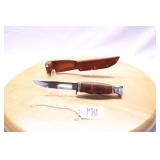 KABAR #1232 STACKED LEATHER HANDLE 8" W/ SHEATH
