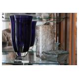 2 GLASS VASES & DISH