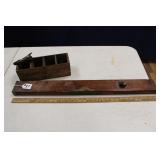 ANTIQUE STANLEY LEVEL & WOODEN CHEESE CRATE