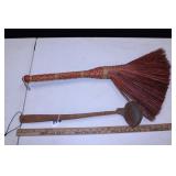 WOODEN LADLE & STRAW BROOM