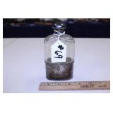 FLASK W/ ETCHED SILVER PLATE W/ GRIFFENS