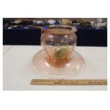 PINK DEPRESSION VASE W/ STAND