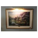 CLOCK TOWER COTTAGE BY THOMAS KINCADE W/ LIGHT