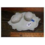ANTIQUE MILKGLASS VANITY SET