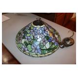 FLORAL STAINED GLASS CHANDELIER 18" DIA.