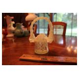 FENTON RUFFLED GLASS BASKET BURMESE SATIN PAINTED
