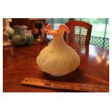 FENTON SWAN VASE BURMESE SIGNED BY GEORGE FENTON