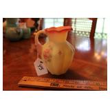 FENTON BURMESE GLASS PITCHER PAINTED BY A. FLEMING