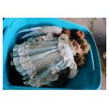 TOTE OF PORCELAIN DOLLS