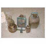 MILK BOTTLES & OIL LAMP