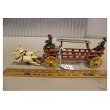 CAST IRON HORSE DRAWN FIRE WAGON