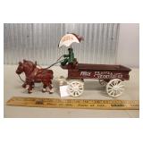CAST IRON HORSE DRAWN FRUITS & VEGGIES WAGON