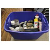 TOTE OF VARIOUS LIQUIDS & PAINTS