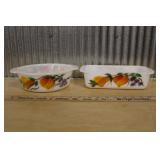 (2) FIRE KING GAY FAD FRUIT CASSEROLE BAKING DISHS