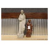 CONCRETE ST. FRANCIS & KITCHEN MADONNA STATUES