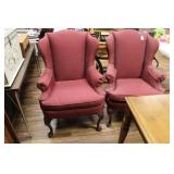 PAIR OF UPHOLSTERED WINGBACK CHAIRS