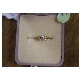 18KT. OVER STERLING SILVER RING W/ PINK STONE 1.1G