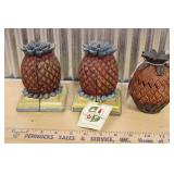 PINEAPPLE BOOKENDS & BOWL