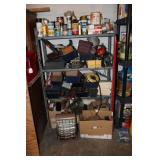 METAL SHELF & CONTENTS - FLUIDS & MORE