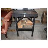 METAL TABLE W/ WOODEN TOP