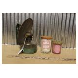 KEROSENE LAMP W/ REFLECTOR & (2) CANDLES