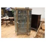 ANTIQUE CURVED FRONT DISPLAY CABINET