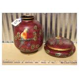 VINTAGE CHINESE CERAMIC JAR & TRINKET DISH