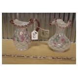 FENTON HAND PAINTED VASE & PITCHER