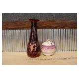 ART GLASS VASE & NEW WEST POTTERY VASE
