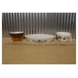 (2) PYREX BOWLS & GLASBAKE BAKING DISH
