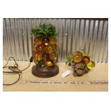 VINTAGE LUCITE RESIN PINEAPPLE LAMP& GRAPE CLUSTER