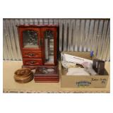 JEWELRY BOX, TRINKET DISHES & JEWELRY