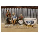 NAPCOWARE FIGURINES & THOMAS KINKADE BOWL
