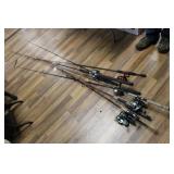 ASSORTED FISHING POLES & REELS