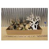 CERAMIC FIGURINES, BACCARAT CAT ETC.
