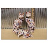 PORCELAIN IMARI STYLE CATS & RABBIT