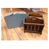 VINTAGE SUITCASE & (2) MAGAZINE RACKS