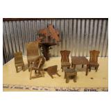 WOODEN SHELF & MINIATURE FURNITURE