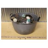 LARGE ENAMELWARE BOWL W/ ANTIQUE DOOR HARDWARE