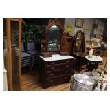 ANTIQUE VICTORIAN MARBLE TOP DRESSER & BEDFRAME