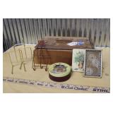 VINTAGE WOODEN BOX W/ CONTENTS