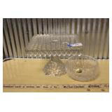 LEAD CRYSTAL BOWL & GLASS CAKE STAND