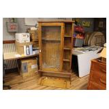8 GUN RIFLE CABINET W/ STENCILED GLASS