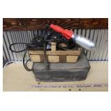 ANTIQUE TOOL CRATE, VINTAGE TOOLS & WORKLIGHT